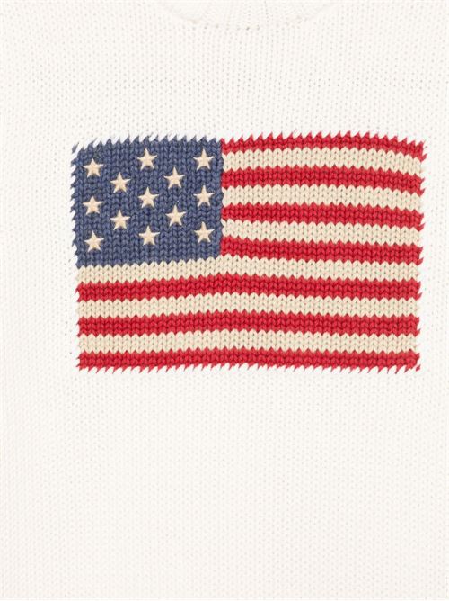 Maglione bambino Polo Ralph Lauren avorio con bandiera americana RALPH LAUREN KIDS | 668285006